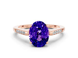Rose gold Oval Cut Cut Channel Set Solitaire Engagement Ring with Four-Prong Setting
