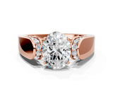 Rose gold Oval Cut Cut Diamond Channel Set Solitaire Ring with Four-Prong Setting_3