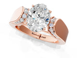 Rose gold Oval Cut Cut Diamond Channel Set Solitaire Ring with Four-Prong Setting_4
