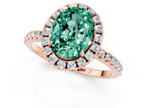 Rose gold Oval Cut Cut Diamond Floral Halo Engagement Ring with Pavé Band and Prong Setting_1