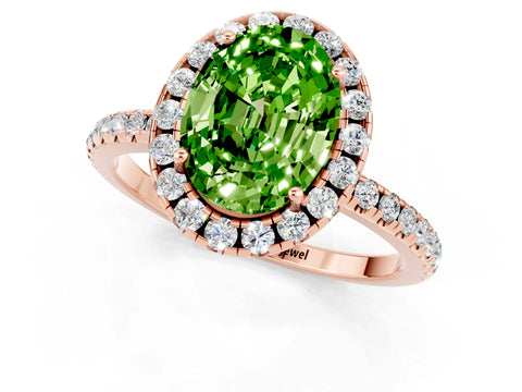 Rose gold Oval Cut Cut Diamond Floral Halo Engagement Ring with Pavé Band and Prong Setting_1