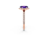Rose gold Oval Cut Cut Diamond Floral Halo Engagement Ring with Pavé Band and Prong Setting_2
