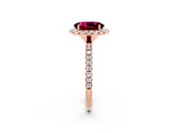 Rose gold Oval Cut Cut Diamond Floral Halo Engagement Ring with Pavé Band and Prong Setting_2