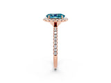 Rose gold Oval Cut Cut Diamond Floral Halo Engagement Ring with Pavé Band and Prong Setting_2