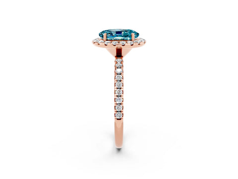 Rose gold Oval Cut Cut Diamond Floral Halo Engagement Ring with Pavé Band and Prong Setting_2