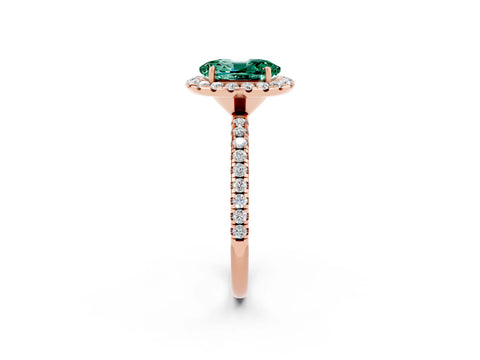 Rose gold Oval Cut Cut Diamond Floral Halo Engagement Ring with Pavé Band and Prong Setting_2