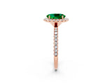 Rose gold Oval Cut Cut Diamond Floral Halo Engagement Ring with Pavé Band and Prong Setting_2