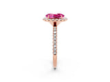 Rose gold Oval Cut Cut Diamond Floral Halo Engagement Ring with Pavé Band and Prong Setting_2