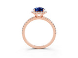 Rose gold Oval Cut Cut Diamond Floral Halo Engagement Ring with Pavé Band and Prong Setting_3