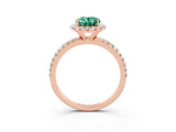 Rose gold Oval Cut Cut Diamond Floral Halo Engagement Ring with Pavé Band and Prong Setting_3
