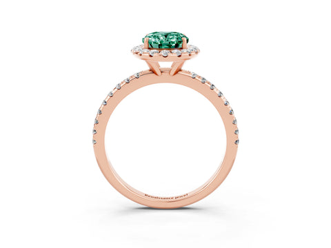 Rose gold Oval Cut Cut Diamond Floral Halo Engagement Ring with Pavé Band and Prong Setting_3
