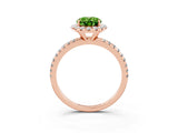 Rose gold Oval Cut Cut Diamond Floral Halo Engagement Ring with Pavé Band and Prong Setting_3