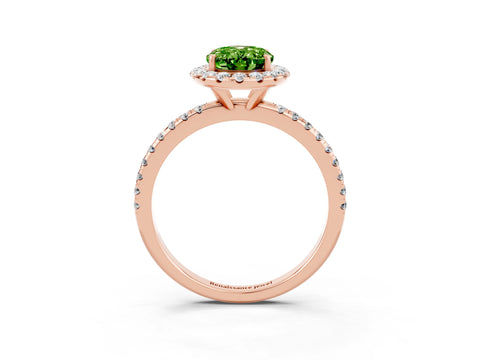 Rose gold Oval Cut Cut Diamond Floral Halo Engagement Ring with Pavé Band and Prong Setting_3