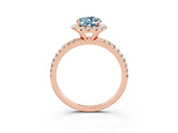 Rose gold Oval Cut Cut Diamond Floral Halo Engagement Ring with Pavé Band and Prong Setting_3