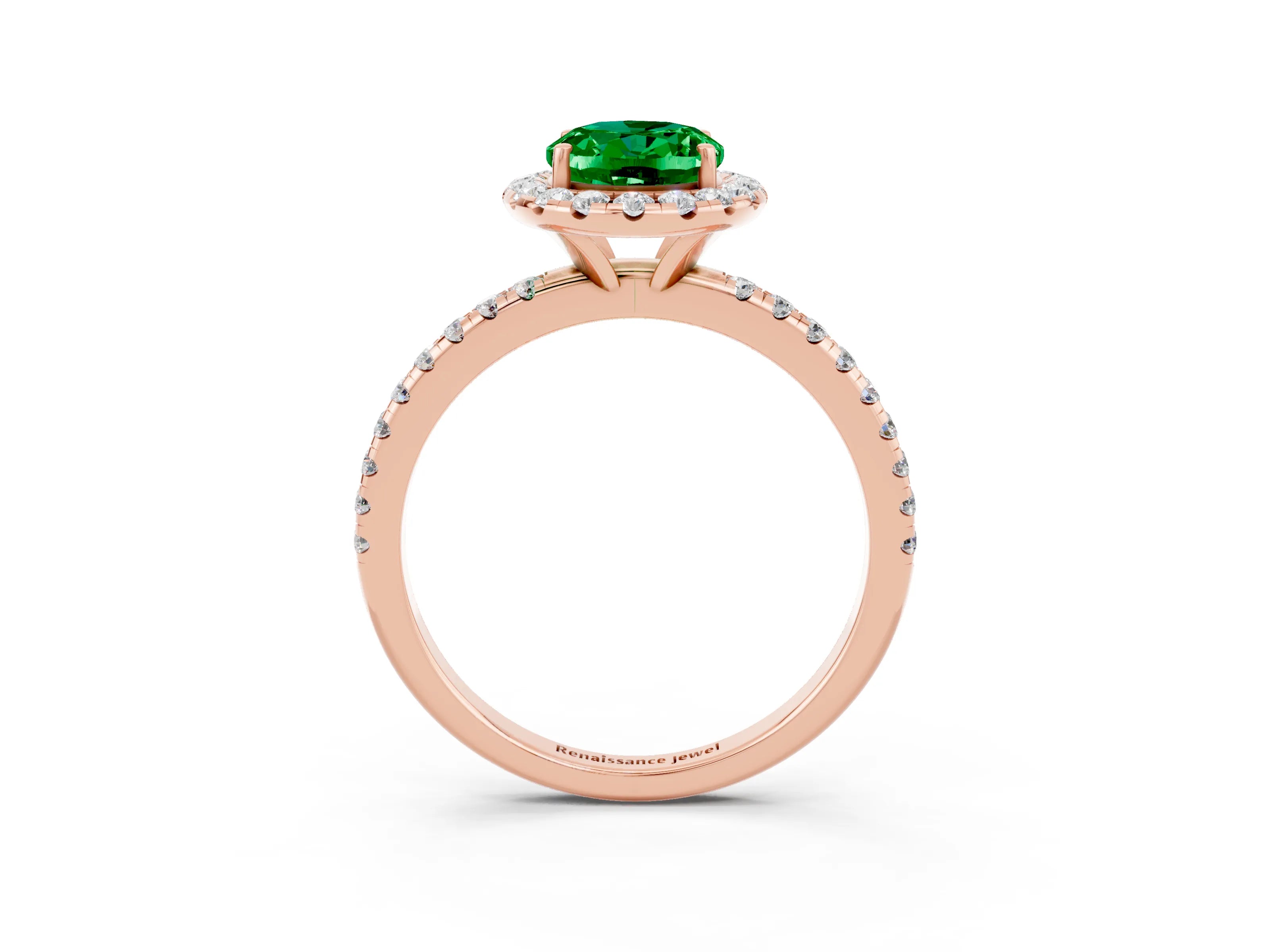 Rose gold Oval Cut Cut Diamond Floral Halo Engagement Ring with Pavé Band and Prong Setting_3