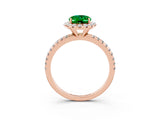 Rose gold Oval Cut Cut Diamond Floral Halo Engagement Ring with Pavé Band and Prong Setting_3