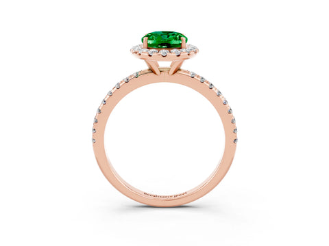 Rose gold Oval Cut Cut Diamond Floral Halo Engagement Ring with Pavé Band and Prong Setting_3