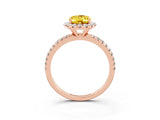 Rose gold Oval Cut Cut Diamond Floral Halo Engagement Ring with Pavé Band and Prong Setting_3