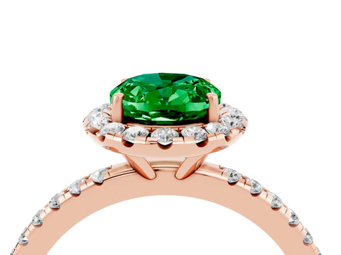 Rose gold Oval Cut Cut Diamond Floral Halo Engagement Ring with Pavé Band and Prong Setting_4