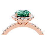 Rose gold Oval Cut Cut Diamond Floral Halo Engagement Ring with Pavé Band and Prong Setting_4