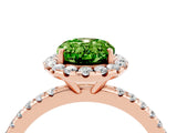 Rose gold Oval Cut Cut Diamond Floral Halo Engagement Ring with Pavé Band and Prong Setting_4