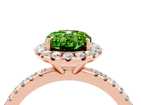 Rose gold Oval Cut Cut Diamond Floral Halo Engagement Ring with Pavé Band and Prong Setting_4