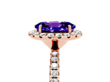 Rose gold Oval Cut Cut Diamond Floral Halo Engagement Ring with Pavé Band and Prong Setting_5