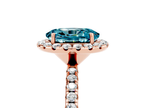 Rose gold Oval Cut Cut Diamond Floral Halo Engagement Ring with Pavé Band and Prong Setting_5