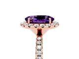 Rose gold Oval Cut Cut Diamond Floral Halo Engagement Ring with Pavé Band and Prong Setting_5