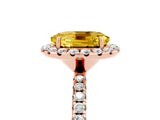 Rose gold Oval Cut Cut Diamond Floral Halo Engagement Ring with Pavé Band and Prong Setting_5