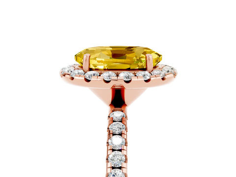 Rose gold Oval Cut Cut Diamond Floral Halo Engagement Ring with Pavé Band and Prong Setting_5