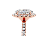 Rose gold Oval Cut Cut Diamond Floral Halo Engagement Ring with Pavé Band and Prong Setting_5