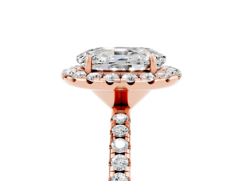 Rose gold Oval Cut Cut Diamond Floral Halo Engagement Ring with Pavé Band and Prong Setting_5
