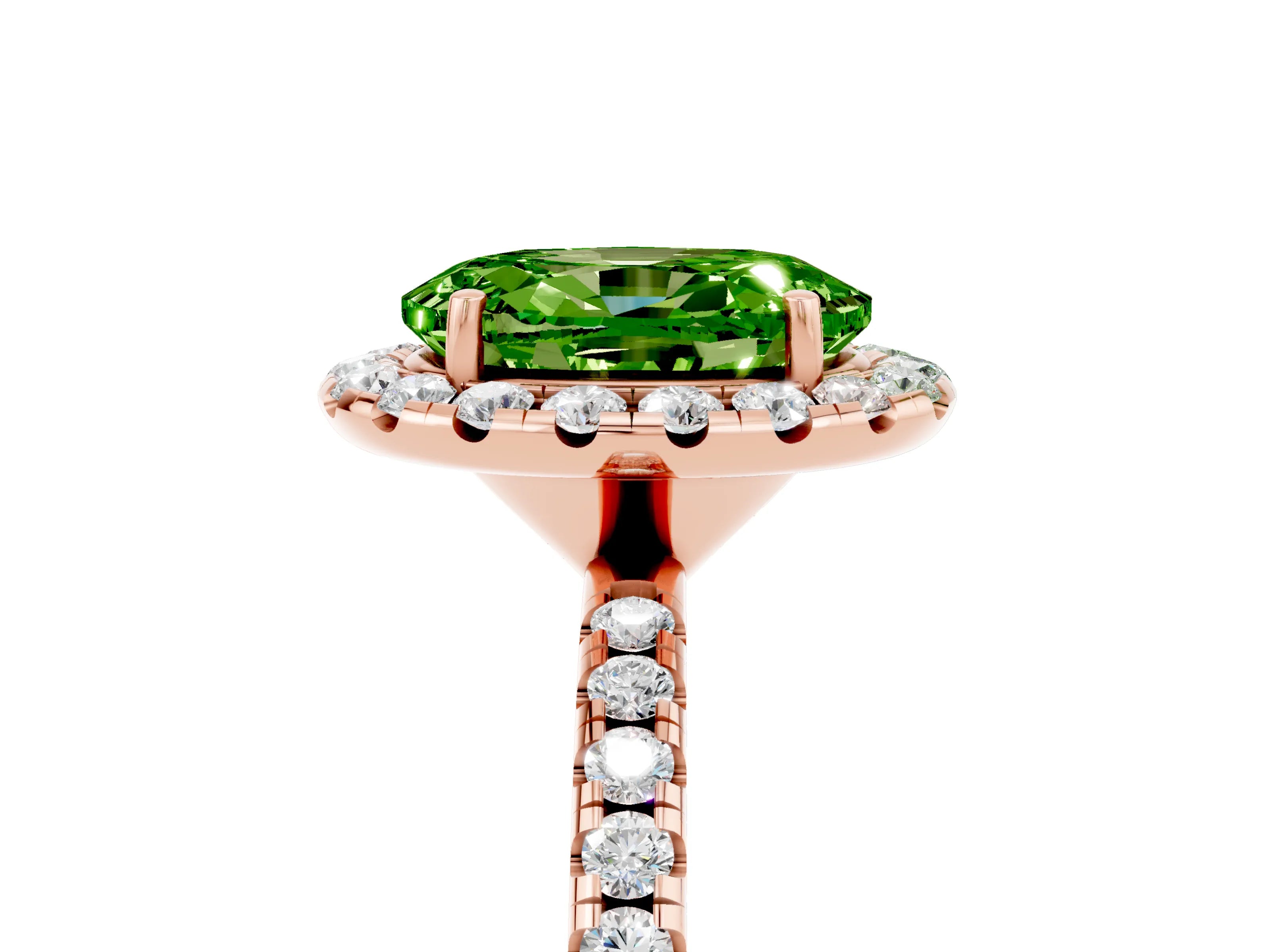 Rose gold Oval Cut Cut Diamond Floral Halo Engagement Ring with Pavé Band and Prong Setting_5