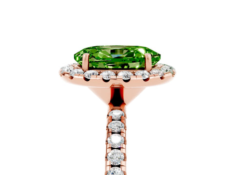 Rose gold Oval Cut Cut Diamond Floral Halo Engagement Ring with Pavé Band and Prong Setting_5