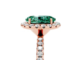 Rose gold Oval Cut Cut Diamond Floral Halo Engagement Ring with Pavé Band and Prong Setting_5