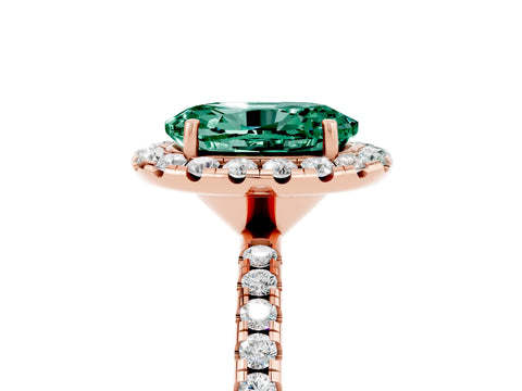 Rose gold Oval Cut Cut Diamond Floral Halo Engagement Ring with Pavé Band and Prong Setting_5