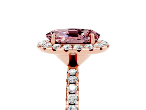 Rose gold Oval Cut Cut Diamond Floral Halo Engagement Ring with Pavé Band and Prong Setting_5