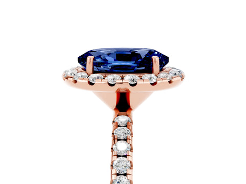 Rose gold Oval Cut Cut Diamond Floral Halo Engagement Ring with Pavé Band and Prong Setting_5