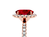 Rose gold Oval Cut Cut Diamond Floral Halo Engagement Ring with Pavé Band and Prong Setting_5
