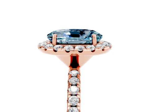 Rose gold Oval Cut Cut Diamond Floral Halo Engagement Ring with Pavé Band and Prong Setting_5