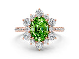 Rose gold Oval Cut Cut Diamond Floral Halo Pave Band with Prong Setting