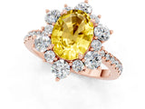 Rose gold Oval Cut Cut Diamond Floral Halo Pave Band with Prong Setting_1