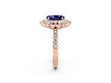 Rose gold Oval Cut Cut Diamond Floral Halo Pave Band with Prong Setting_2
