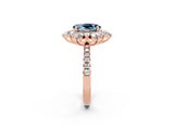 Rose gold Oval Cut Cut Diamond Floral Halo Pave Band with Prong Setting_2