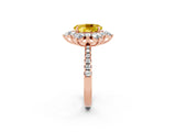 Rose gold Oval Cut Cut Diamond Floral Halo Pave Band with Prong Setting_2