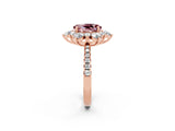 Rose gold Oval Cut Cut Diamond Floral Halo Pave Band with Prong Setting_2