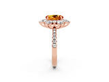 Rose gold Oval Cut Cut Diamond Floral Halo Pave Band with Prong Setting_2