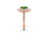 Rose gold Oval Cut Cut Diamond Floral Halo Pave Band with Prong Setting_2