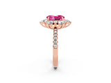 Rose gold Oval Cut Cut Diamond Floral Halo Pave Band with Prong Setting_2